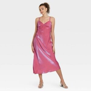 Women's Pink Blue Iridescent Maxi Slip Dress - Wild Fable